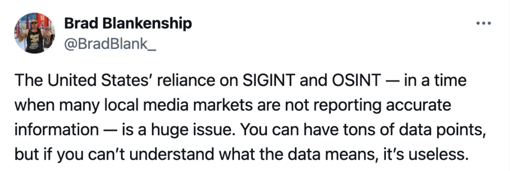 The United States reliance on SIGINT and OSINT