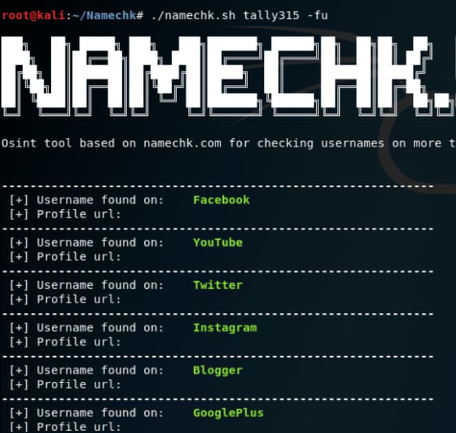 Namechk e OSINT