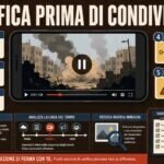 Illustrazione editoriale con un video di guerra analizzato tramite checklist OSINT, mappa, timeline e segnali di verifica prima della condivisione.